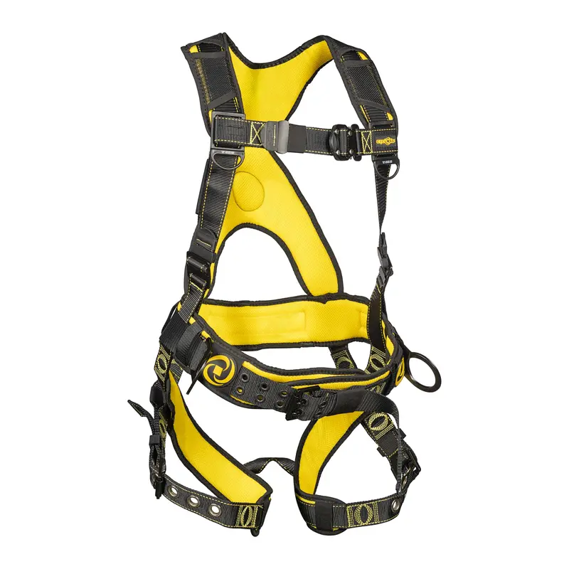 Guardian Cyclone Full-Body Construction Harness – Side D-Rings, Waist Pad, Black/Yellow, Medium/Large