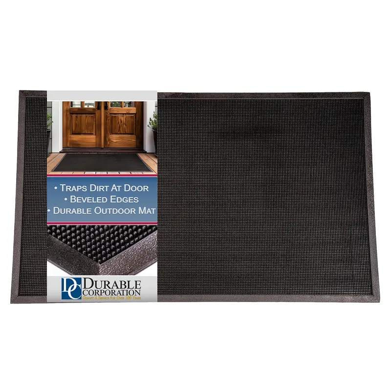 Heavy-Duty Rubber Fingertip Entrance Mat – 36 in × 60 in Outdoor Doormat with Aggressive Tread Pattern, Black