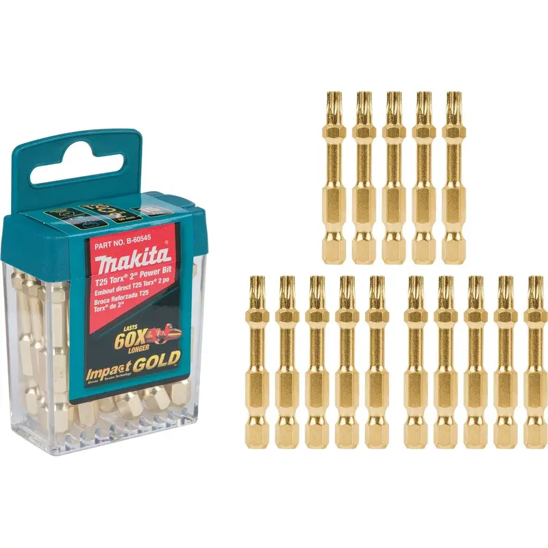 Impact GOLD T25 Torx Power Bits – 2″ Length, 15-Pack Professional Grade