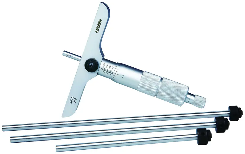 INSIZE 3241-1 Depth Micrometer with Fixed Base: 0–1 Inch Range, 0.001-Inch Resolution