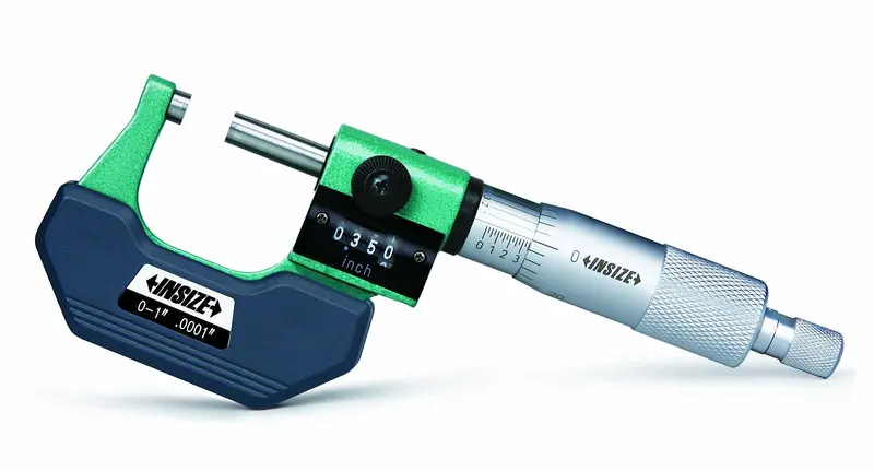 INSIZE 3400-1 Digital Counter Micrometer: 0–1″, 0.001″ Counter Resolution, 0.0001″ Thimble Graduation