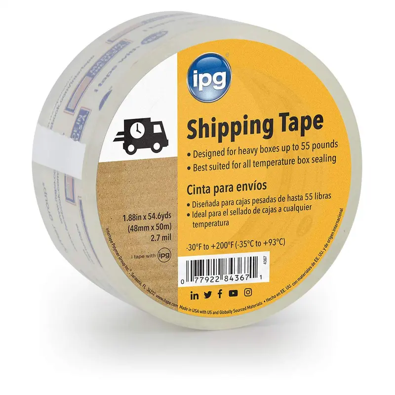 IPG Clear Shipping Tape – 1.88 in × 54.6 yd, High-Tack Adhesive (Model 91378)