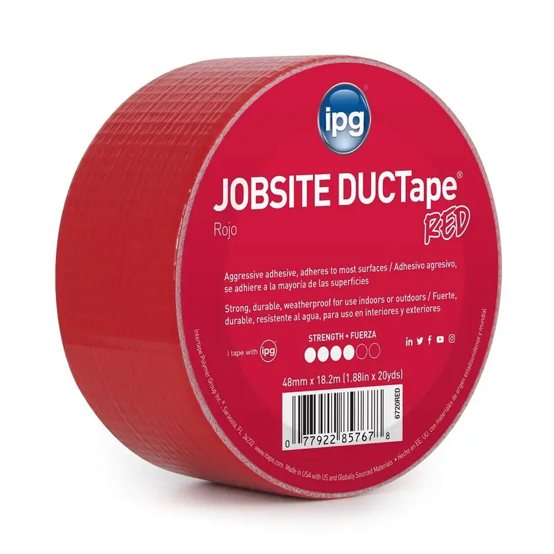 IPG JobSite Colored Duct Tape – Red, 1.88″ x 20 Yards – Model 6720RED