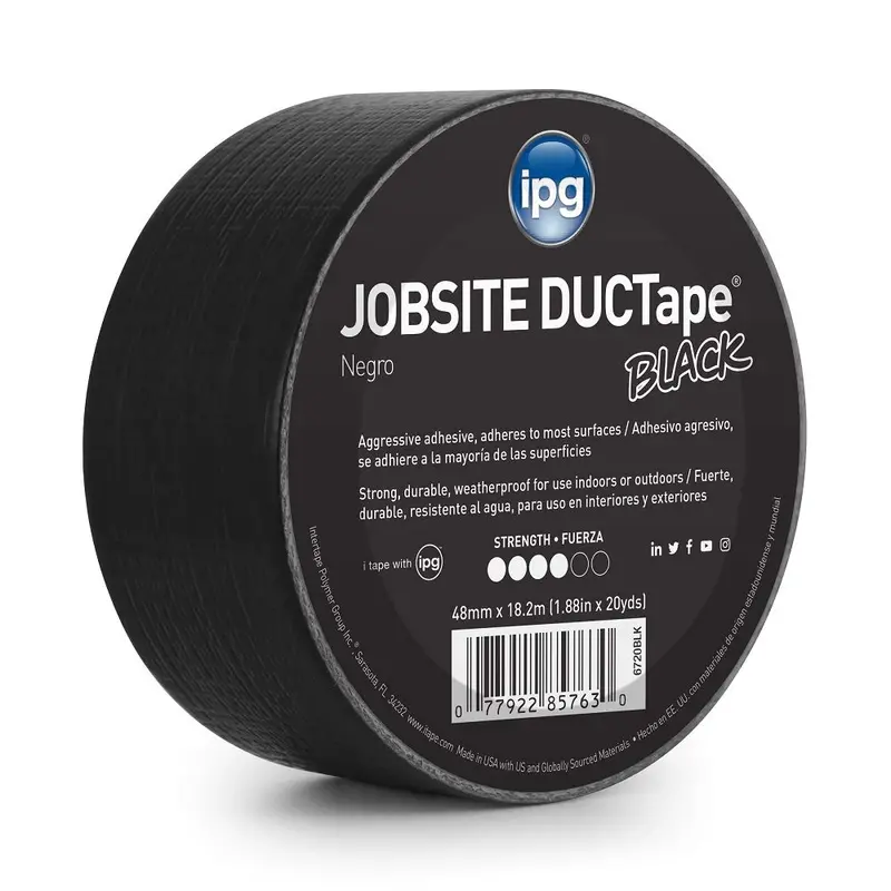 IPG JobSite Duct Tape – Black, 1.88 in × 20 yd, Single Roll (Model 6720BLK)