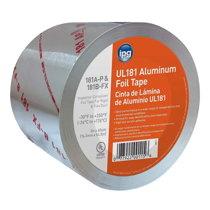 IPG UL181 Aluminum Foil Tape – 2.5″ Wide x 60 Yards, High-Temp HVAC Sealing Tape, Single Roll