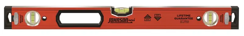 Johnson Heavy-Duty Aluminum Box Level – 24-Inch, Accurate Bubble Vial Alignment Tool