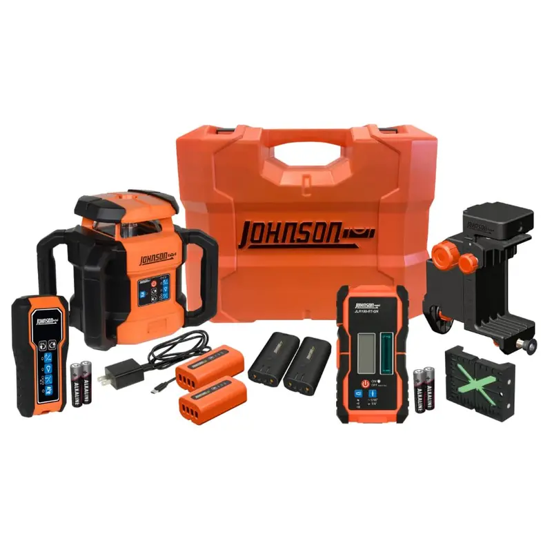 Johnson JRT300-GNHV-K Green Rotary Laser Kit – Self-Leveling Dual Slope System with 4,000 ft Range