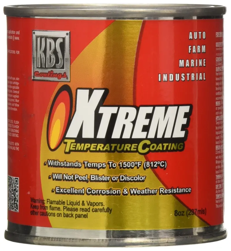 KBS Xtreme Temperature Charcoal Metallic Coating – 8 fl. oz. High-Heat Resistant Finish with Metallic Sheen