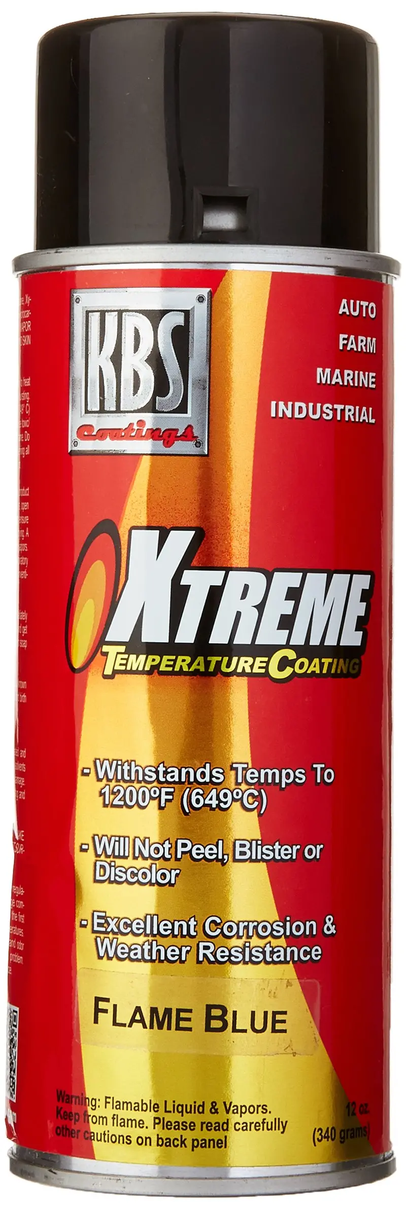 KBS Xtreme Temperature Coating 65110 Flame Blue – 12 fl. oz. High-Heat Resistant Metallic Paint