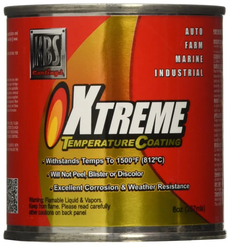 KBS Xtreme Temperature Jet Black Coating – 8 fl. oz. Heat-Resistant Paint for Up to 1200°F Applications