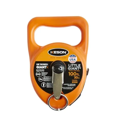 Keson G100 Little Giant Chalk Line Reel – 100-Foot Capacity, 12-Ounce Reservoir