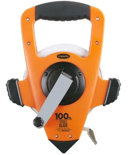 Keson NRS18100 100-Foot Nylon-Reinforced Steel Tape Measure – Speed Rewind, ft./in./1/8″ Graduations