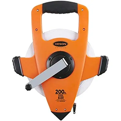 Keson NRS18200 200-Foot Speed-Rewind Tape Measure — Nylon-Reinforced Blade, Orange Housing