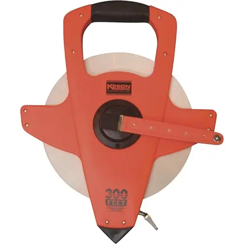 Keson NRS18300 300-Foot Speed-Rewind Nylon-Reinforced Steel Tape Measure – ft./in./1/8″ Graduations, White Housing