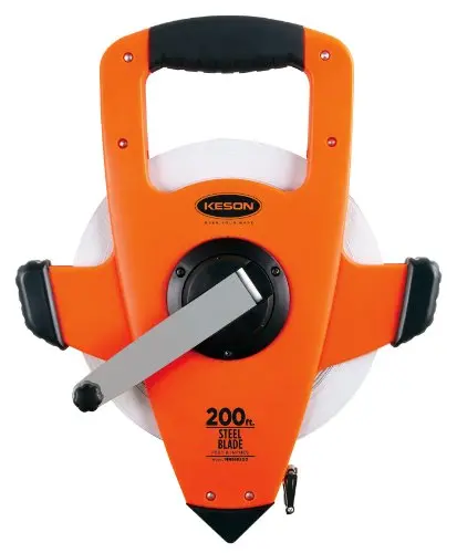 Keson NRS18M200 Nylon-Reinforced Steel Tape Measure – 200-Foot, Dual-Scale (Imperial & Metric), Speed Rewind