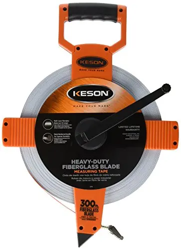 Keson OTR10300 Open-Reel Fiberglass Tape Measure – 300-Foot Capacity, Metric & Imperial Graduations (1/10, 1/100)