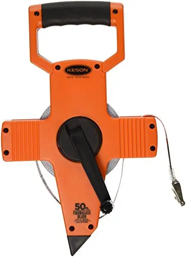 Keson OTR1050 50-Foot Open-Reel Fiberglass Tape Measure with Decimal Graduations