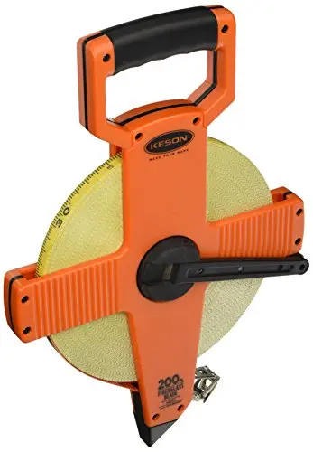 Keson OTR10M200 200-Foot Open-Reel Fiberglass Tape Measure with Dual Hook – Dual-Metric/Imperial Graduations