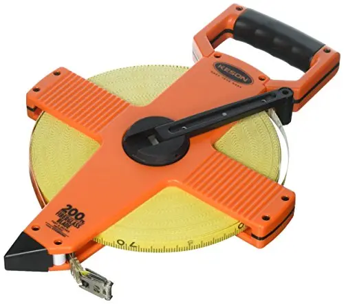Keson OTR18M200 200-Foot / 60-Meter Open-Reel Fiberglass Tape with Dual-Scale Markings and Double Hook