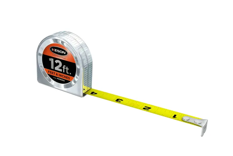 Keson PG1812SQ 12-Foot Short Tape Measure – Nylon-Coated Steel Blade with Arch End and Imperial Graduations
