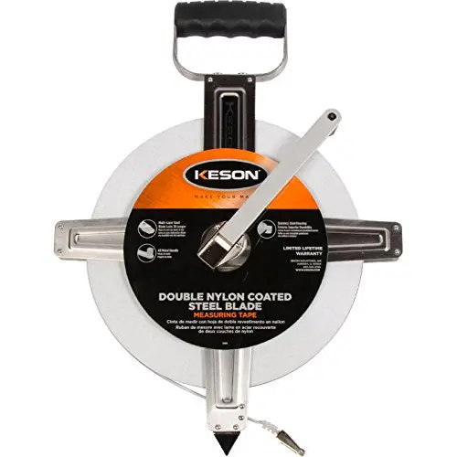 Keson SNR10100H 100-Foot Nylon-Reinforced Tape Measure — Stainless Housing, ft/1/10/1/100 Graduations