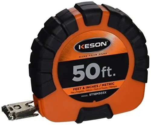 Keson ST18M503X 50-Foot / 15-Meter Speed-Rewind Steel Tape Measure in ABS Housing