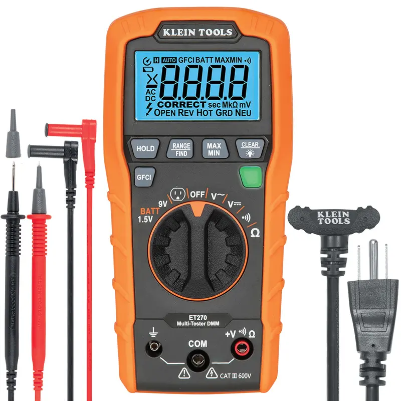 Klein ET270 Auto-Ranging Digital Multimeter with Backlit Display