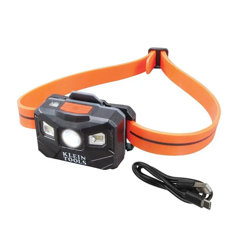 Klein Rechargeable LED Headlamp – 400 Lumens, Auto-Off, Silicone Strap, All-Day Runtime