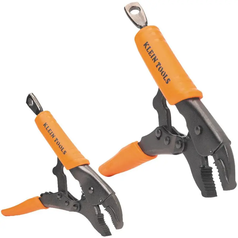 Klein Tools 38660 Quick-Release Locking Pliers Duo: 7″ & 10″ Curved-Jaw Models with Enhanced Grip Strength