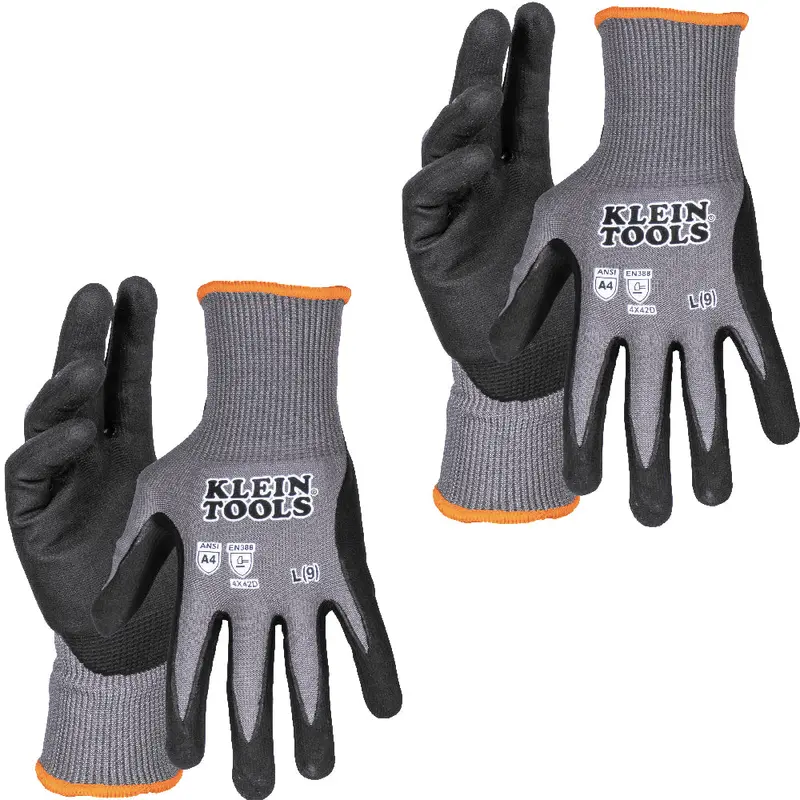 Klein Tools 60589 Touchscreen-Compatible Cut-Resistant Gloves (Level A4, Large, 2-Pair)