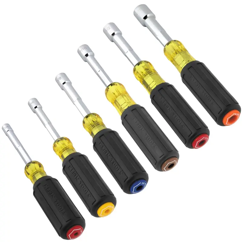 Klein Tools 65456 6-Piece Color-Coded Hollow-Shaft Heavy-Duty Nut Driver Kit