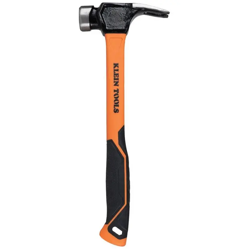 Klein Tools 832-26 Lineman’s Claw Hammer – 26-Ounce Milled Face Fiberglass Hammer with High-Visibility Orange Handle