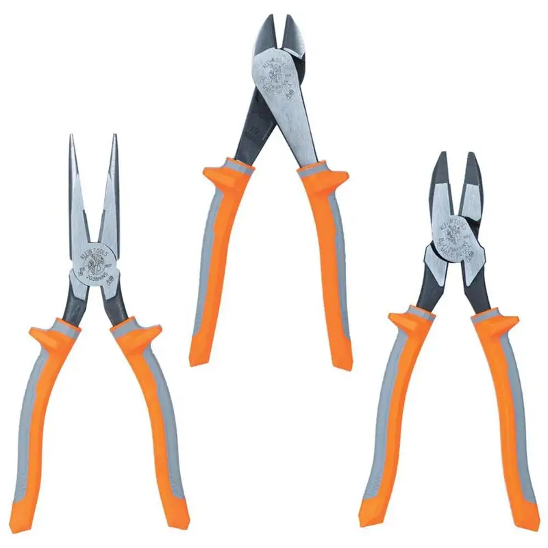 Klein Tools 9420R 1000V Insulated Plier Set – 3-Piece Kit Including Long-Nose, Side-Cutting & Diagonal Cutters