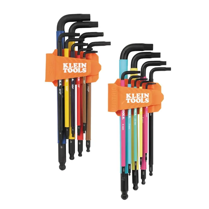 Klein Tools BLS18 18-Piece Color-Coded Hex Key Set (SAE + Metric)