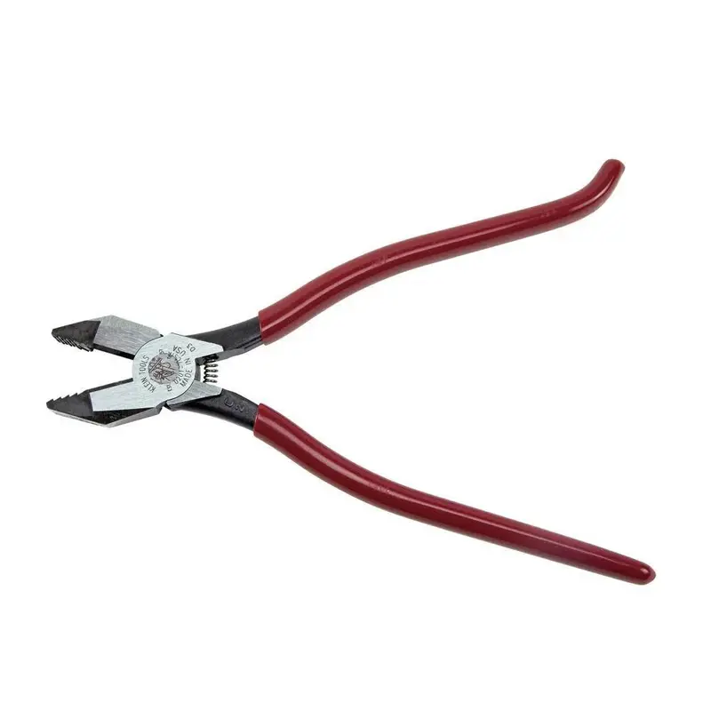 Klein Tools D201-7CSTA Spring-Loaded Linesman Pliers – Aggressive Knurling & Tempered Handles for Heavy-Duty Use