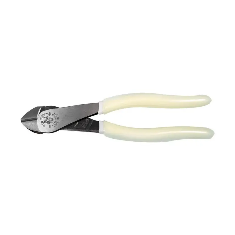 Klein Tools D248-8-GLW Hi-Viz Diagonal Cutting Pliers — 8″ Angled Head, Glow-in-the-Dark Handles, Made in USA