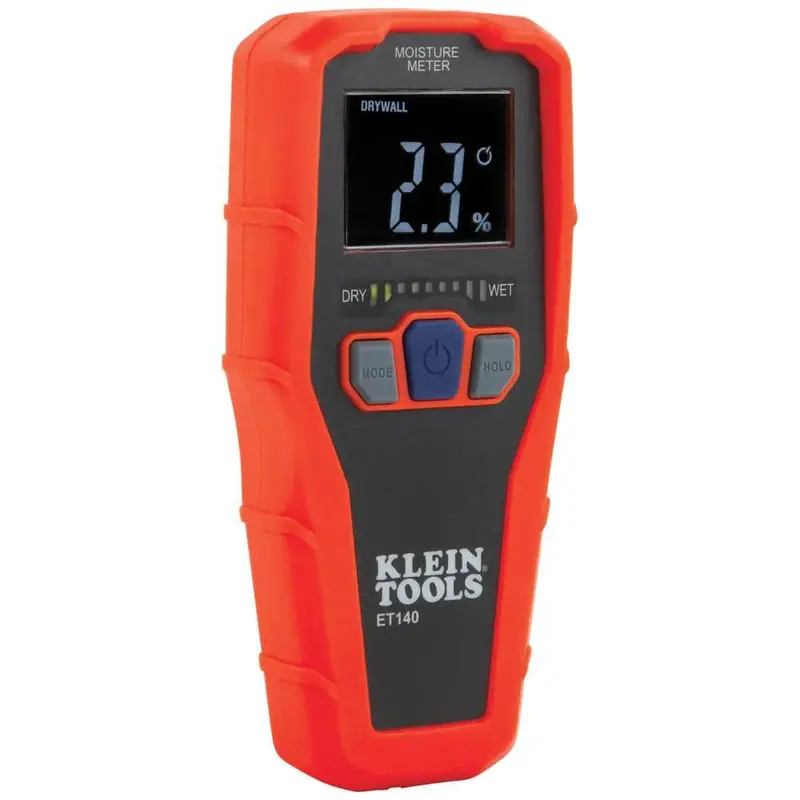 Klein Tools ET140 Pinless Moisture Meter – Non-Invasive Detection in Drywall, Wood & Masonry (Up to 3/4″ Depth)