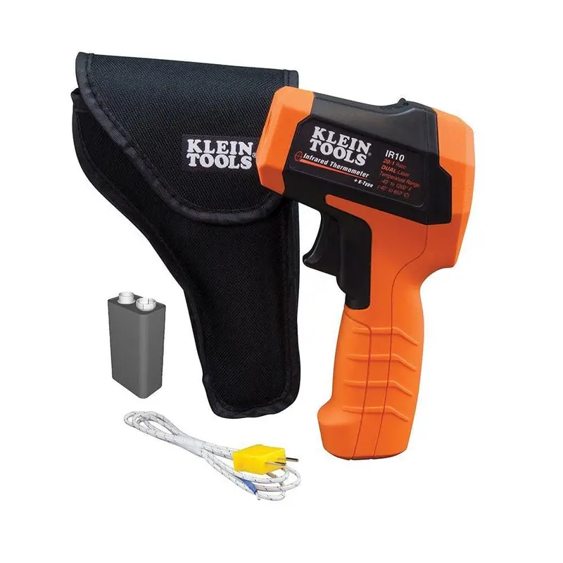 Klein Tools IR10 Infrared Thermometer – 20:1 Distance-to-Spot Ratio Gun with Dual Laser Targeting