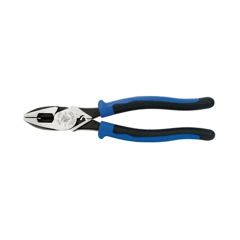 Klein Tools J2000-9NECRTP Professional Lineman’s Pliers – 9″ High-Leverage Cutters with Tape Puller & Crimping Function