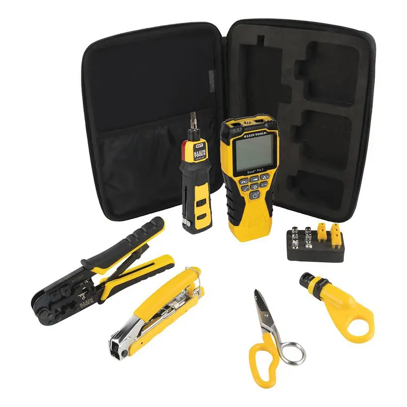 Klein Tools VDV001819 Cable Installation Kit – 6-Piece Set Featuring Scout Pro 3 Tester, Crimpers, Punchdown Tool & Carrying Case