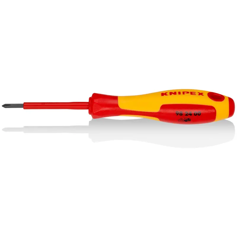 KNIPEX 2.5-Inch 1000V Insulated Phillips Screwdriver – P0 Tip (Model 98 24 00)