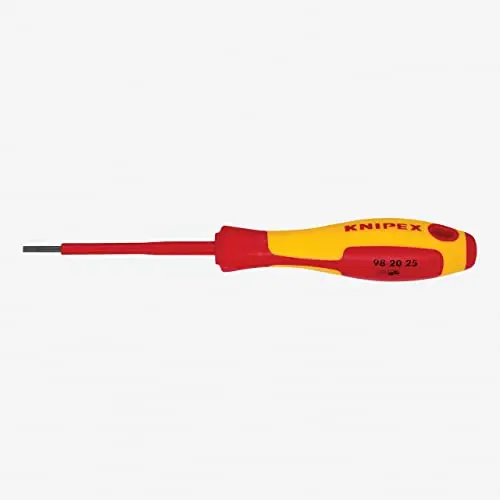 KNIPEX 3-Inch 1000V Insulated Slotted Screwdriver (3/32″ Tip, Model 982025)