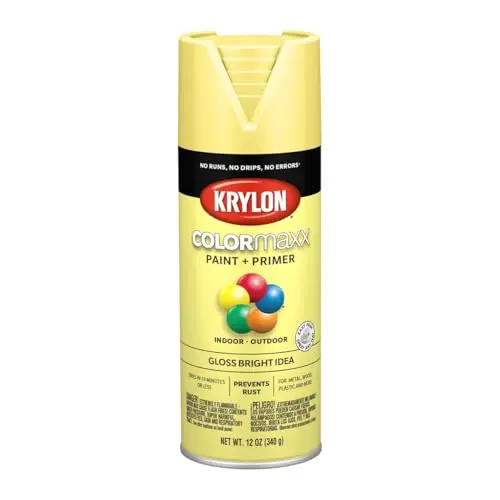 Krylon COLORmaxx Gloss Spray Paint + Primer in Bright Idea Yellow – 12 oz Can for Indoor/Outdoor Use
