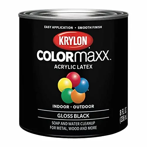 Krylon COLORmaxx K05605007 Gloss Black Paint & Primer Spray — 1/2 Pint Can