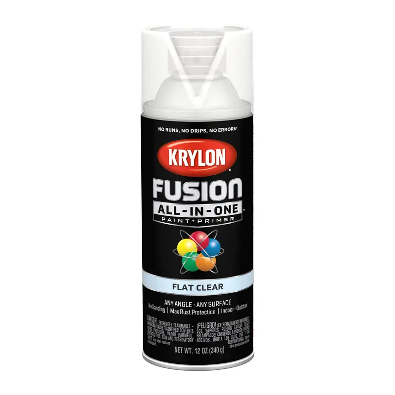 Krylon Fusion 2729 Flat Clear All-In-One Spray Paint – 12 oz, Indoor/Outdoor Adhesive Finish for Multiple Surfaces