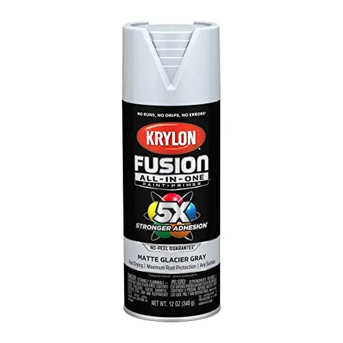 Krylon Fusion All-In-One Glacier Gray Spray Paint – 12 oz Adhesive Formula for Indoor & Outdoor Surfaces
