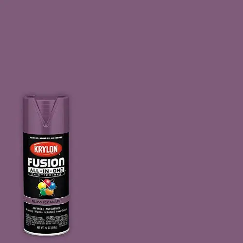 Krylon Fusion Icy Grape Spray Paint – 12 oz All-in-One Adhesive Coating for Indoor & Outdoor Surfaces