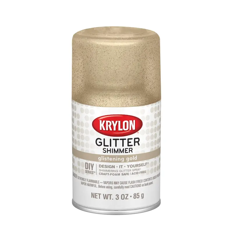 Krylon Glistening Gold Glitter Aerosol Spray – I00401 Fine Metallic Finish for Crafts & Decor