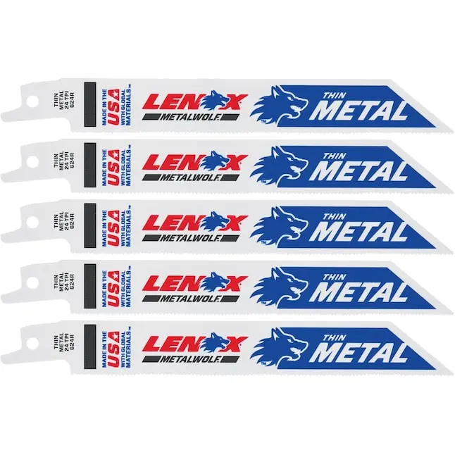Lenox 6-Inch Fine-Tooth Reciprocating Blades — 24 TPI for Smooth Cuts in Thin Metal & PVC