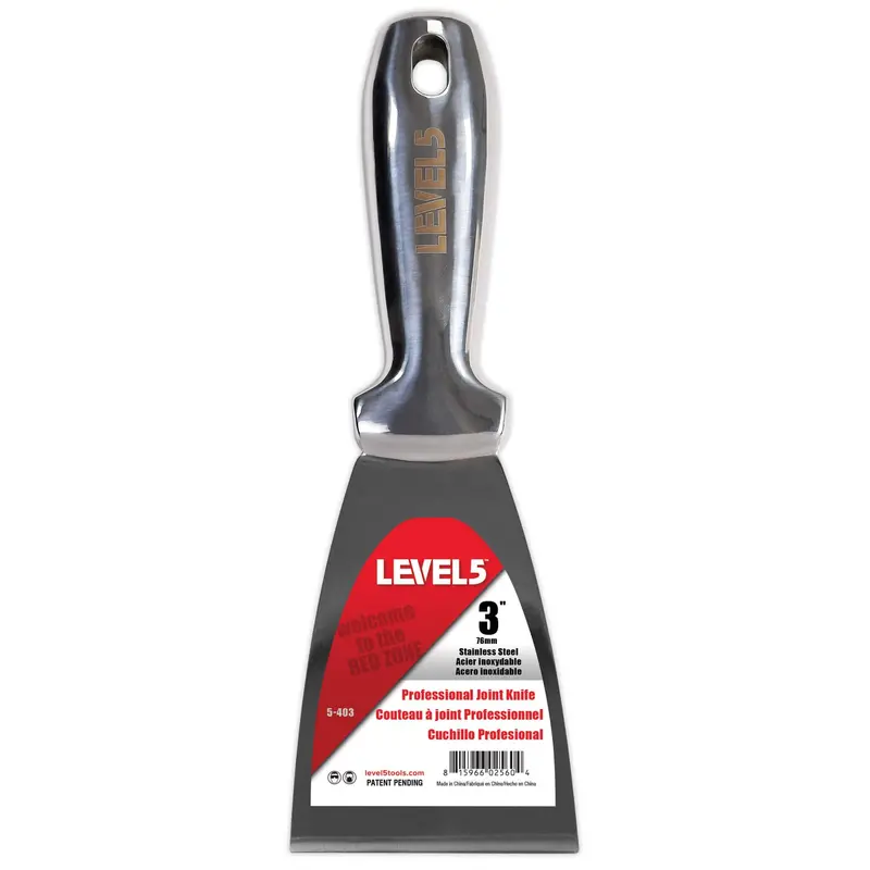 LEVEL5 3-Inch All-Stainless Steel Joint Knife – Professional Putty Blade with Polished Finish, Precision Edge, and Ergonomic Handle